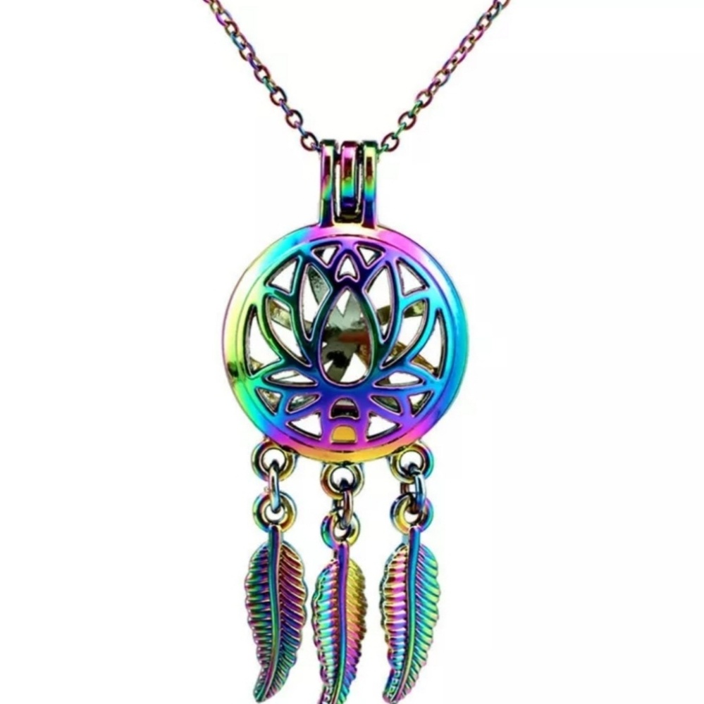 Multicolrs Lotus Flower Dream catcher necklaces